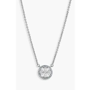 Tory Burch Silver Miller Logo Pave Chainlink Necklace
